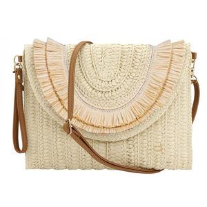 Summer Handmade Crossbody Bag Straw Clutch Envelope Purse Wallet :^)